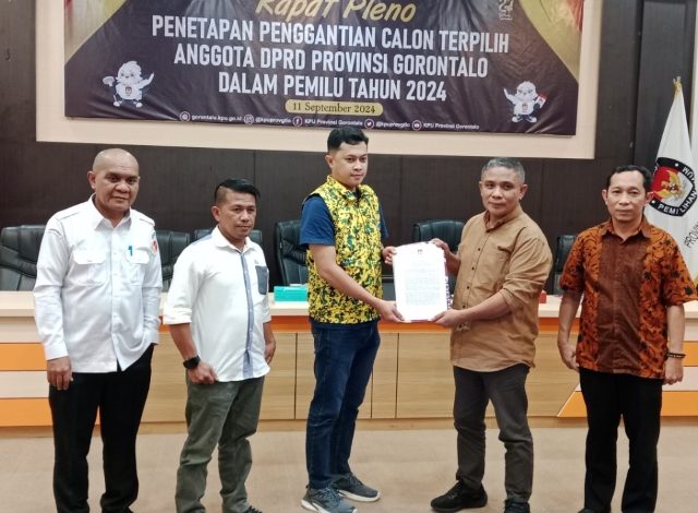 KPU Tetapkan Sun Biki Gantikan Wasito Sumawiyono di DPRD Provinsi Gorontalo